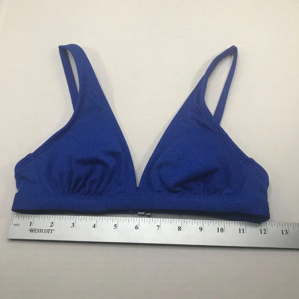 Xhilaration Junior's Size Small 0-2 Metallic Thread Bralette Bikini Top Blue New